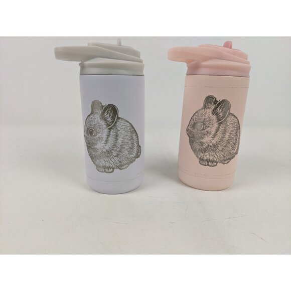Maars 12oz Bunny Rabbit Insulated Kids Sports Bottle Pink Blue Lot of 2 - Picture 1 of 12